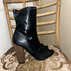 Shoe Dazzle Black Open Toed Boots